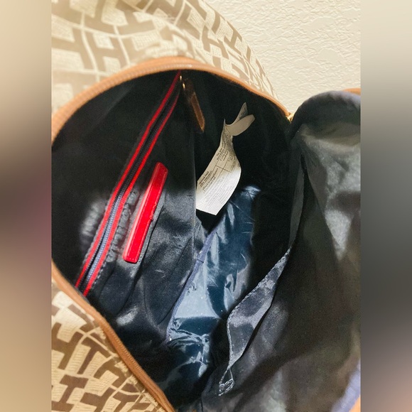 LIKE NEW Tommy Hilfiger Mini Backpack Brown Monogram Material - Picture 8 of 13